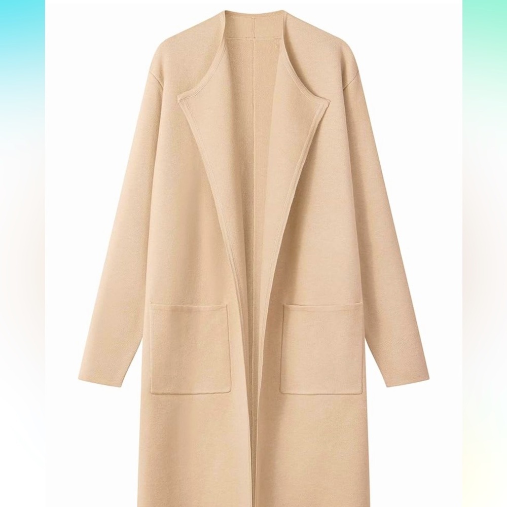 MEROKEETY Open Front Coatigan / Long Sleeve Casual Knit Lapel Cardigan Coat